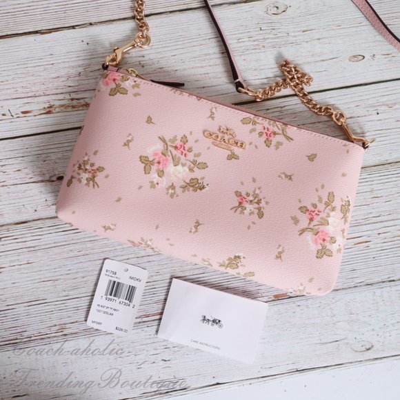 NWT Coach Zip Top Crossbody with Rose Print - Picture 8 of 8